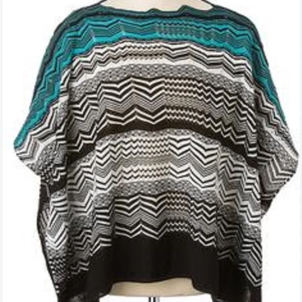 NEW MISSONI Zigzag Wool Blend Poncho One Size - Picture 5 of 6